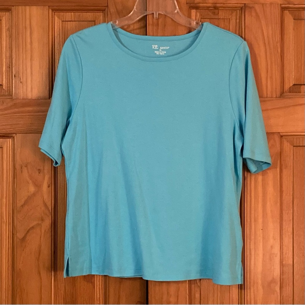 NWOT Tog Shop Vintage 90s Top Short Sleeve Blouse Blue Size XL